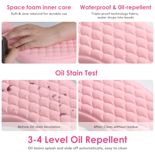 Pink Nail Arm Rest for Manicure - U-Shaped PU Leather Fish Pattern Cushion