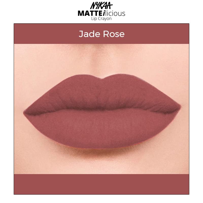 Matte Lip Crayon - High-Pigment Nourishing Lipstick with Long-Lasting Matte Finish - Jade Rose, 0.09 oz