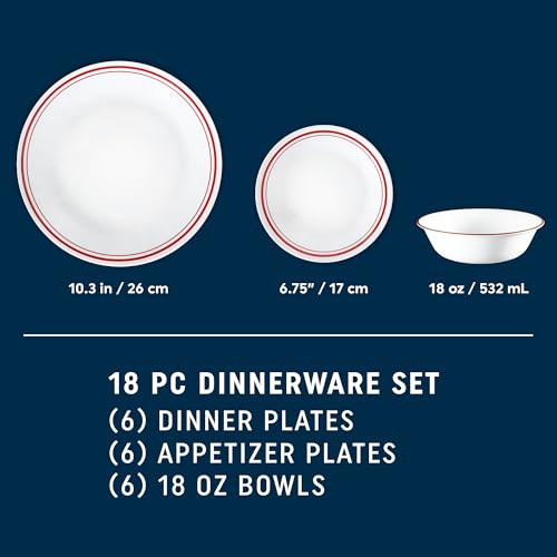 Corelle Logan 18-Piece Dinnerware Set for 6 - Durable White Tableware