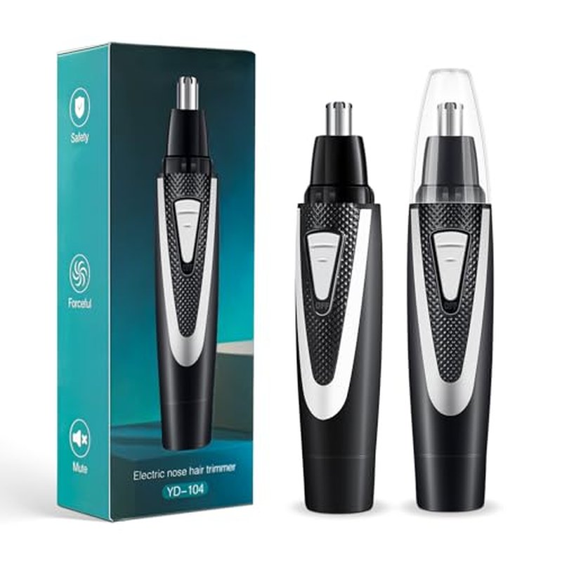 2Pcs Nose Hair Trimmers for Women Men, Precision Painless Multifunctional Ear and Nose Hair Trimmer, Waterproof No Pull & Snag Battery Operated Nasal Cutter for Ear, Eyebrows, Beard Grooming