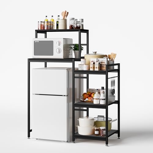6-Tier Mini Fridge Stand with Storage and Hooks, Kitchen & Dorm Organizer