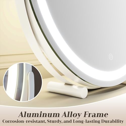 ROLOVE Makeup Mirror with Lights, 18 Inch Vanity Mirror with Lights, Lighted Makeup Mirror, Smart Touch Control Round Lighted Vanity Mirror, Tabletop £¦ Desk Mirror, Gifts for Women, Wife, Mom, Girls