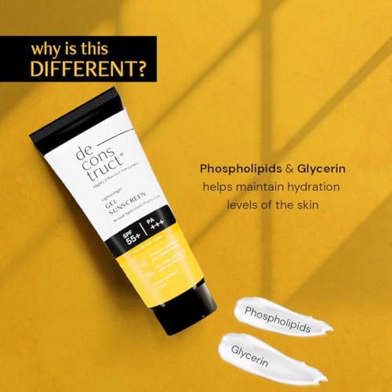 Deconstruct Face Gel Sunscreen SPF 50 + and PA+++ | Gel based sunscreen for oily, combination, acne prone & normal skin| Broad spectrum sunscreen, No White Cast, Lightweight - 50g each, pack of 3