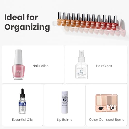 24-Inch Wall Mounted Nail Polish Organizer Shelves Set of 6 Clear