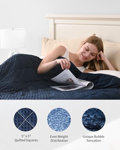 Weighted Blanket for Adults 60x80 Inches Navy Blue 15 lbs Queen Size