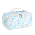 Travel Makeup Bag for Women PU Make Up Bag Portable Travel Cosmetic Bag with Removable Divider Large Makeup Bag Organizer Waterproof Toiletry Bag, Sky Blue