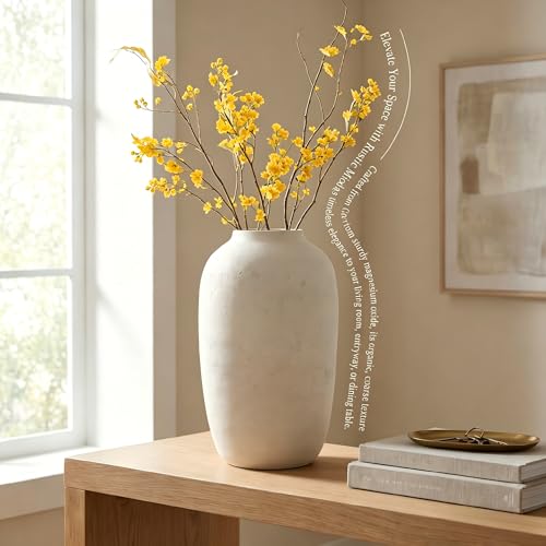 Large 20-Inch Rustic Floor Vase for Pampas Grass and Flowers - Farmhouse Home Decor