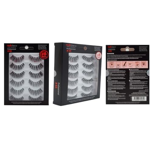Red Cherry Eyelashes #43 - Multipack 6 Pairs Professional Full Black False Eyelashes Handmade Natural Cruelty-Free Vegan-Friendly