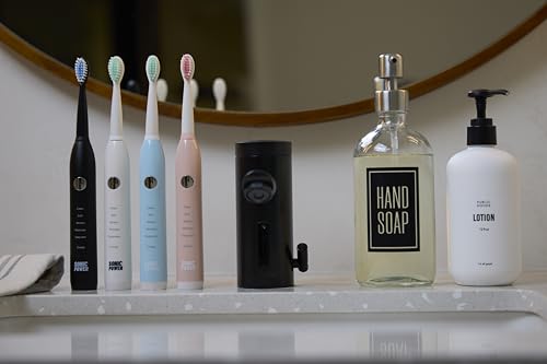 Pink SonicPower Electric Toothbrush Kit - 5 Modes, 1-Year Brush Heads Supply, Travel & Waterproof