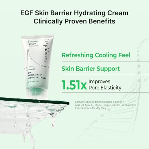 Zipiderm EGF Skin Barrier Hydrating Cream ? Korean Oil-Free Moisturizer with Panthenol & Ceramides for Combination, Sensitive & Acne-Prone Skin | Lightweight Soothing Hydrating Gel Cream | 2.70 fl oz