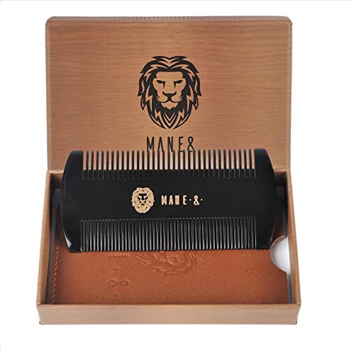 Pure OxHorn Dual-Action Beard Comb with Leather Case - Men’s Grooming Gift