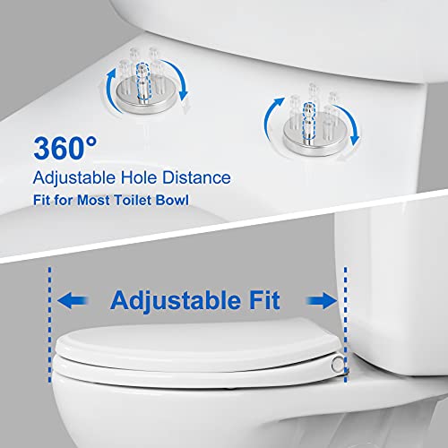 Hibbent 18.5'' Elongated Quiet Close Toilet Seat with Cover - Premium