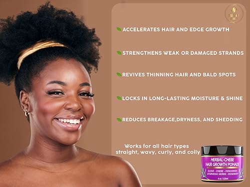 Chebe Hair Growth Grease - Herbal Pomade for Hair Loss & Edges - 4oz