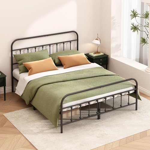 King Size Metal Bed Frame - Black, Easy to Assemble, Heavy Duty Steel Support