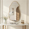 Matte Gold Irregular Organic Wall Mirror 36x20 Inch - Freeform Design