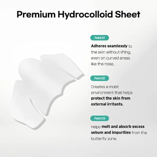 Centella Poreless Patches (1 Box, 8ea) | Hydrocolloid Nose Pore Patch for Blackhead Removal | Calming Facial Patch with Centella Asiatica for Nose Area | Sebum Control | Korean Skincare