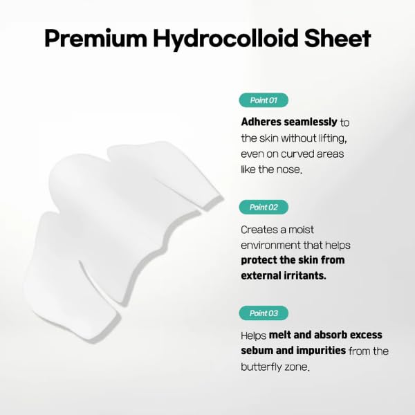 Hydrocolloid Nose Patches for Blackhead Removal & Sebum Control - 8 Count