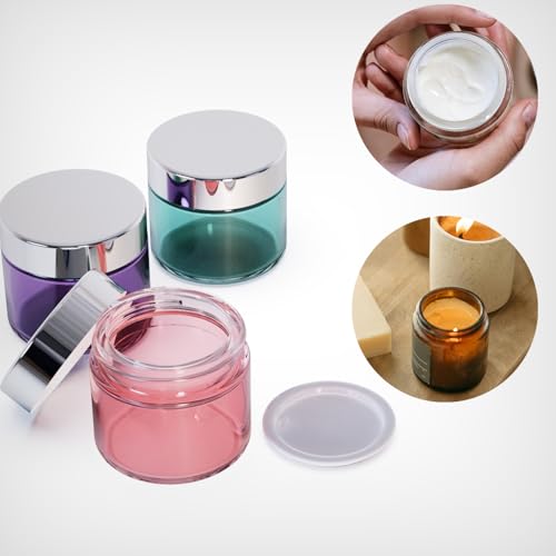 12 Pack Small 2oz Glass Jars with Lids for Cosmetics & Travel - Multicolor