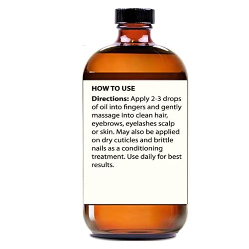 16 oz Organic Castor Oil for Hair Growth & Skin Care - Cold Pressed, Unrefined, Glass Bottle