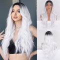Black Root Blonde 28 Inch Wavy Lace Front Synthetic Wig - Vitorish