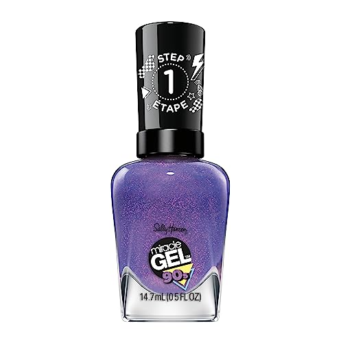 Sally Hansen Miracle Gel Salon Quality Nail Polish | Gel-Like Formula, Two-Step System, No UV Light Needed, Long Lasting | Shimmery | 888 Frosted Tips | Purple Nail Polish