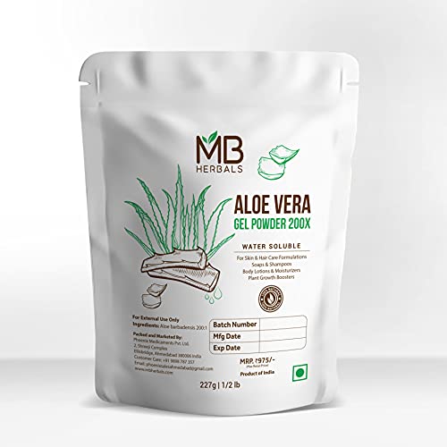 8 oz Aloe Vera Gel Powder 200X Water Soluble Moisturizer for Skin & Hair Care - MB Herbals