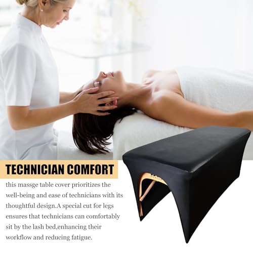 Black 28-Inch PU Leather Lash Bed Cover Waterproof Massage Table Protector - 1 Piece