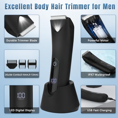 Men's Head and Body Trimmer Kit - Waterproof 2-in-1 Grooming Set, IPX7