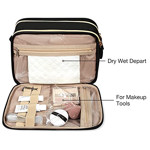 BAGSMART Medium Toiletry Bag for Women - Water-Resistant, Black