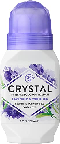 Natural Mineral Deodorant Roll-On Lavender & White Tea 4 Pack - Long-Lasting Unisex