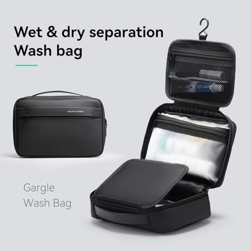 MARK RYDEN Black Travel Toiletry Bag - Hanging Organizer for Men