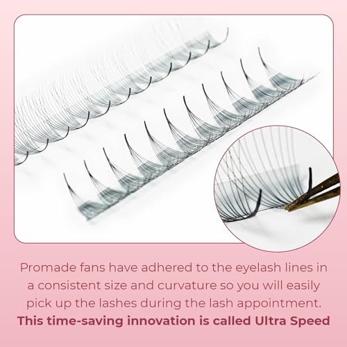 Promade Lash Extensions 14D-0.05D 11mm Volume Fans 1000 Pack - Ultra Speed