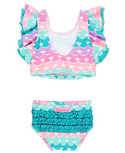 Girls UPF50+ Sun Protection Ruffle Tankini Swimsuit - 5T Mermaid Butterfly Variation