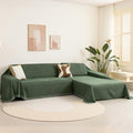 MYSKY HOME Couch Cover for Sectional Sofa - 2 Pieces, Washable, Moss Green, X-Large