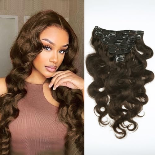 14 Inch-100g Dark Brown Clip-In Hair Extensions - Remy Human Hair Set