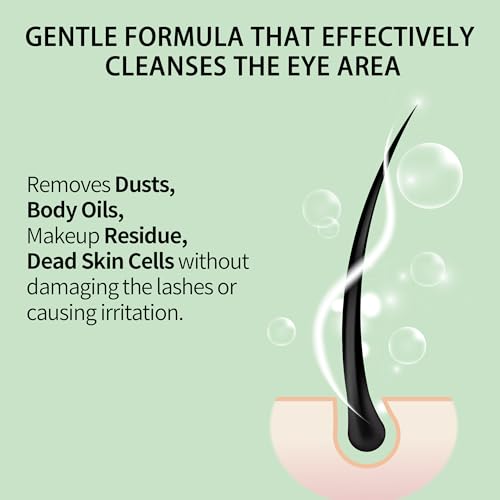 Lash Shampoo for Lash Extensions, 2 Fl Oz / 60ml - Includes 2 Brushes - Aloe Vera Scent - Eye-Friendly Foam for Salon and Home Use