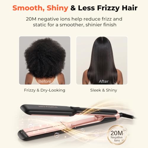 Ceramic Hair Straightener 1.75 Inch Wide Infrared Flat Iron for Thick & Curly Hair - Matte Black