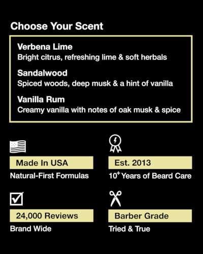 Vanilla Rum Beard Balm Leave-In Conditioner for Men - Hydrating & Taming, 2 Ounce