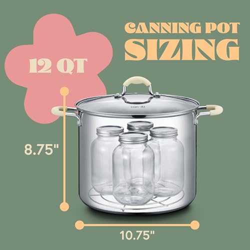 Concord Stainless Steel Canning Pot Set with Jars, Rack, Tongs & Accessories