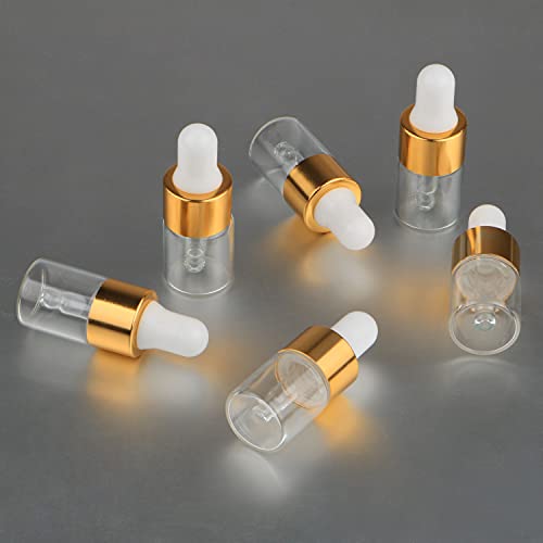 Wresty 50 Pcs Clear Glass Dropper Vails 2ml Mini Essential Oils Sample Dropper Bottles For Traveling Essential Oils Perfume Cosmetic Liquid,With 2 pcs dropper (Pack of 2)