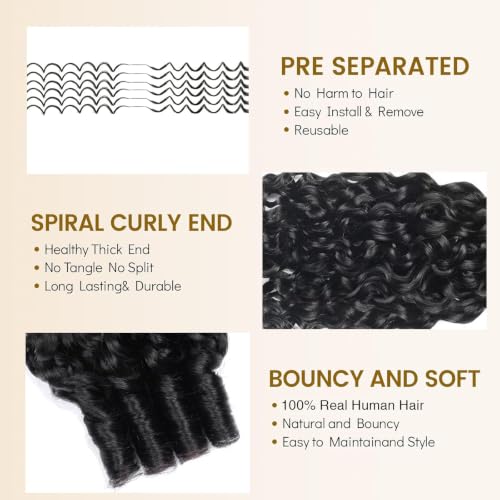 20 Inch Burmese Curly Human Hair Crochet Extensions for Black Women - Knotless & Reusable