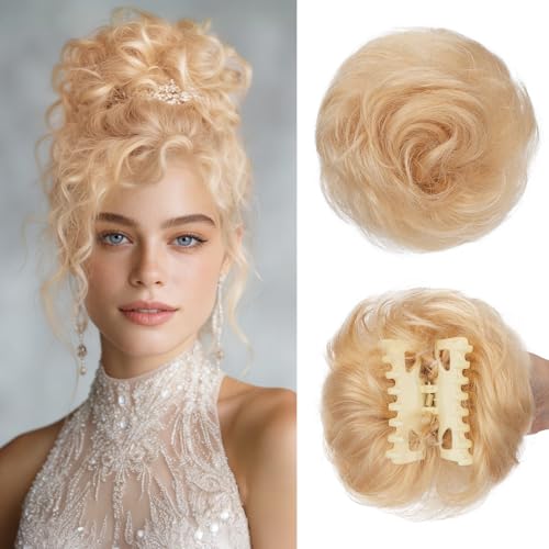 Rich Choices Wavy Light Blonde Claw Clip Messy Bun Extension 42g #18