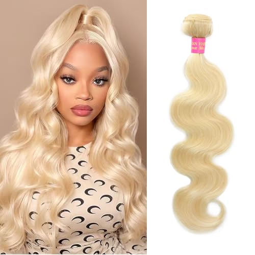 QBRVP 12-Inch Blonde Body Wave Human Hair Extensions - 613 Virgin Brazilian Bundles, Easy to Dye, Tangle-Free, 3X-Lifespan