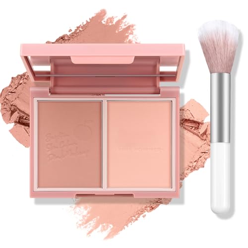 Boobeen Highlighter Contour Makeup Palette Face Matte Bronzer Powder, Compact Contouring Blush for Cheeks, Natural Long Lasting with Brush