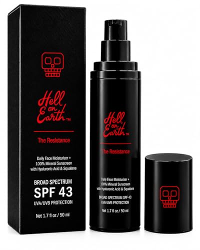Hell on Earth 2-in-1 Mineral Sunscreen & Face Moisturizer SPF 43, Hydrating & Reef-Safe