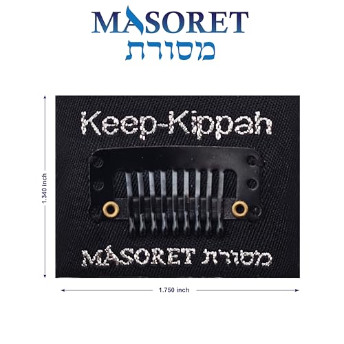 Masoret Jewish Kippah Hair Clip Set - 10 Durable Metal Fasteners with Matching Comb