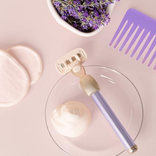 Fler Lilac Women's 5-Blade Razor Starter Set with Refill Blades & Wall Holder