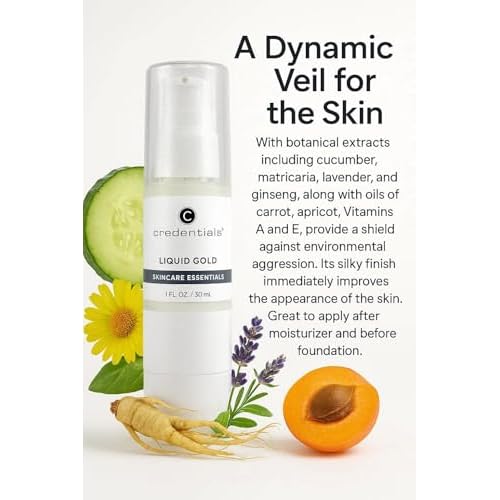 Credentials Liquid Gold - Advanced Serum with Carrot Oil & Vitamin A | Radiant Glow Face & Body Oil for Dry Skin | Calms Redness & Repairs Moisture Barrier | Makeup Prep Silky Finish 1 oz.