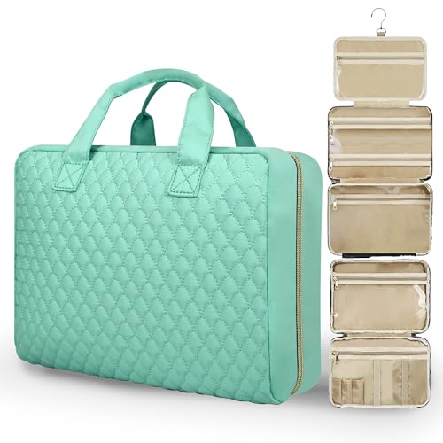 Urophylla Large Teal Travel Toiletry Bag for Women, Hanging Makeup Organizer