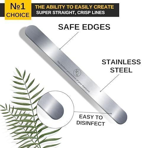 Nail File 180 Grit Professional Russian Manicure Reusable Peel and Stick Nail Files, Replaceable Emery Boards, Steel Base, Manicure Tools for Salon, 50 pcs + 1 Metal Board Set